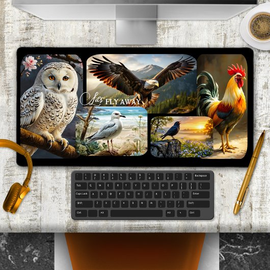 Cute Bird Photo Collage Wildlife  Schreibtischunterlage