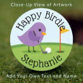 Cute Birdie on Putting Green Customizable Birthday Golfball