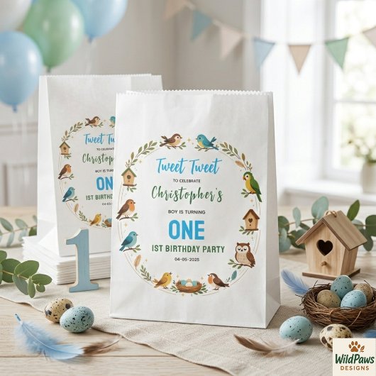 Cute Birds 1st Birthday Party – Fun Kids  Geschenktütchen
