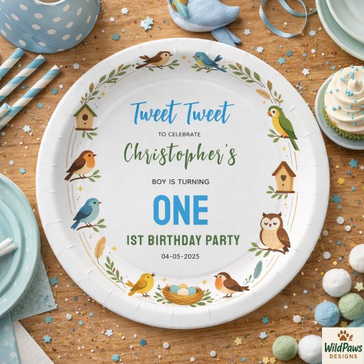 Cute Birds 1st Birthday Party – Fun Kids  Pappteller