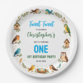 Cute Birds 1st Birthday Party – Fun Kids  Pappteller (Vorderseite)