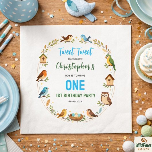 Cute Birds 1st Birthday Party – Fun Kids  Serviette
