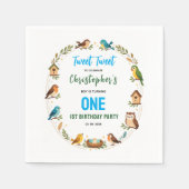 Cute Birds 1st Birthday Party – Fun Kids  Serviette (Vorderseite)