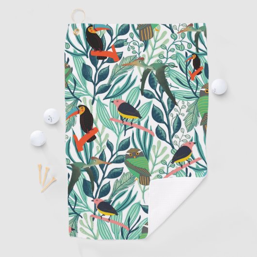 Cute Birds seamless pattern Golfhandtuch (Insitu)