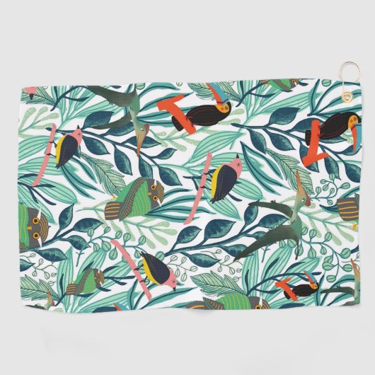 Cute Birds seamless pattern Golfhandtuch (Horizontal)