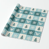 Cute Birds & Snowflakes Christmas Winter Pattern Geschenkpapier (Ungerollt)