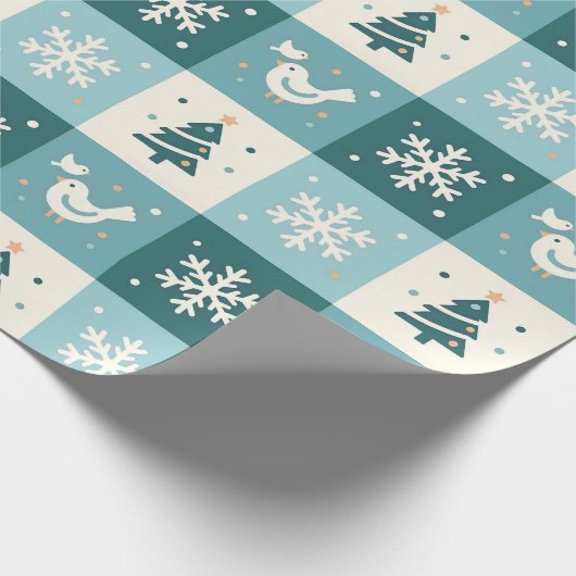 Cute Birds & Snowflakes Christmas Winter Pattern Geschenkpapier (Ecke)