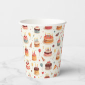 Cute Birthday Cakes Paper Party Cups Pappbecher (Rückseite)