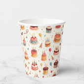 Cute Birthday Cakes Paper Party Cups Pappbecher (Vorderseite)