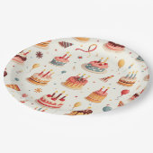 Cute Birthday Cakes Plates Pappteller (Schrägansicht)