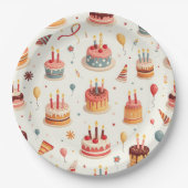 Cute Birthday Cakes Plates Pappteller (Vorderseite)