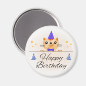Cute Birthday Cat Photo Magnet (Vorderseite/Rückseite)