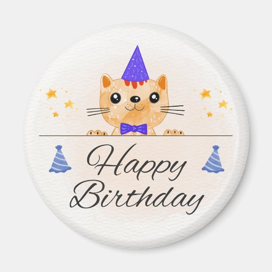 Cute Birthday Cat Photo Magnet (Vorne)