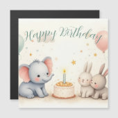 Cute Birthday Greeting with Animal Friends Magnetkarte (Vorne/Hinten)