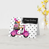 Cute Birthday Party Purse Scooter Girl Dots Karte (Gelbe Blume)