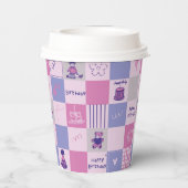 Cute Birthday Squares – Pink modern Pattern Pappbecher (Rückseite)