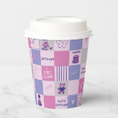 Cute Birthday Squares – Pink modern Pattern Pappbecher (Vorderseite)