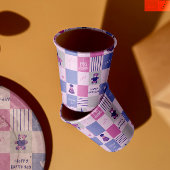 Cute Birthday Squares – Pink modern Pattern Pappbecher