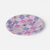 Cute Birthday Squares – Pink modern Pattern Pappteller (Schrägansicht)