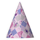 Cute Birthday Squares – Pink modern Pattern Partyhütchen (Rückseite)