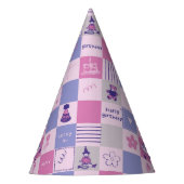 Cute Birthday Squares – Pink modern Pattern Partyhütchen (Vorderseite)