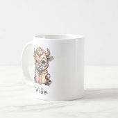 Cute Bison Reading a Book Custom Kaffeetasse (Vorderseite Links)