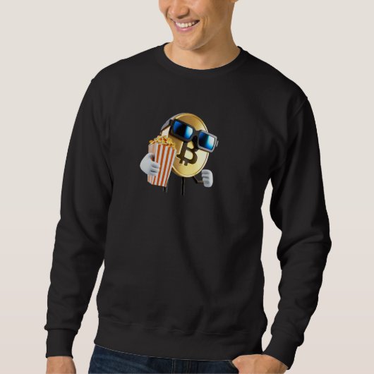cute bitcoin wearing sun glasses and holds pop cor sweatshirt (Vorderseite)