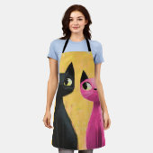 Cute Black and Pink Cat Tote Schürze (Getragen)