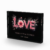 Cute Black and Red Shades Floral Blooms LOVE Word Fotoblock (Rechts)