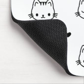 Cute Black and White Cat and Heart Pattern Mousepad (Ecke)