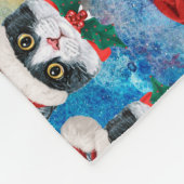 Cute Black and White Christmas Cat Faces Pattern Fleecedecke (Ecke)