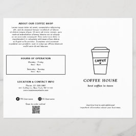 Cute Black and White Coffee Cup Coffee Shop Menu Flyer