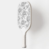 Cute Black and White Flowers Pretty Floral Pattern Pickleball Schläger (Links)