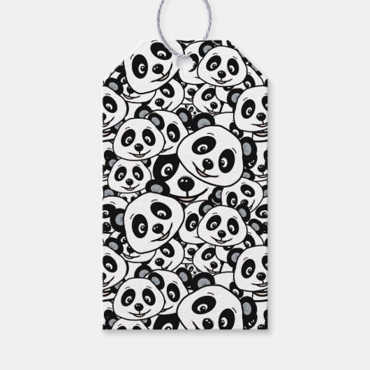 Cute Black and White Modern Panda Bear Pattern Geschenkanhänger (Vorderseite)