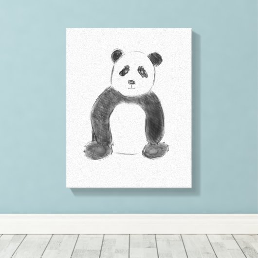 Cute black and white panda sketch leinwanddruck (Insitu (Holzboden))