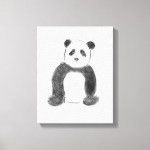 Cute black and white panda sketch leinwanddruck
