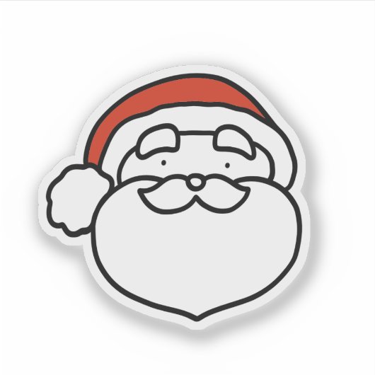 Cute Black and White Santa with Red Hat Aufkleber (Vorderseite)