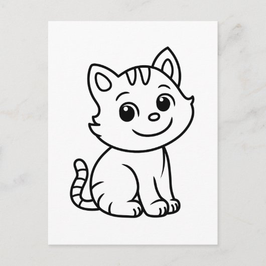 Cute Black and White Sitting Cat Postkarte (Vorderseite)