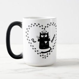 Cute Black Angel Cat Lovers Heart Mug Verwandlungstasse