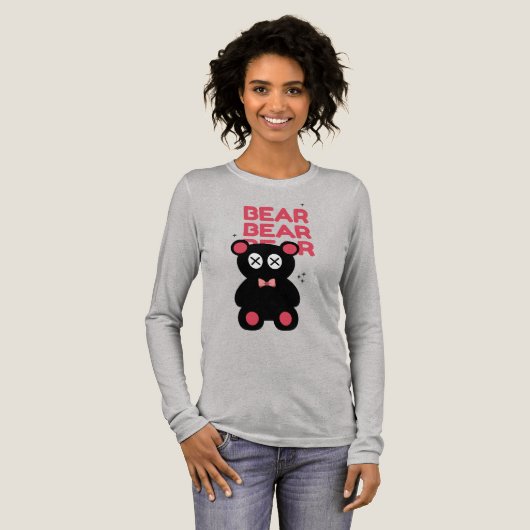 Cute black Bear Minimalist Graphic – Fun Modern  Tri-Blend Shirt (Volle Vorderseite)