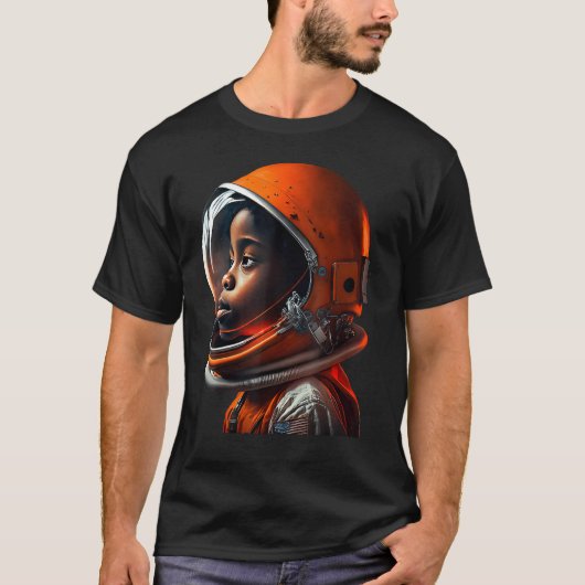 Cute Black Boy Wearing Spacesuit T-Shirt (Vorderseite)