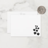 Cute Black Cartoon Pet Paw Trail Mitteilungskarte (Vorderseite/Rückseite Beispiel)