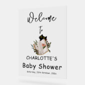 Cute Black Cat and Book Baby Shower Welcome Acrylschild (Winkel)