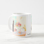 Cute Black Cat at Tea Party Mug Kaffeetasse (Vorderseite Links)