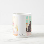 Cute Black Cat at Tea Party Mug Kaffeetasse (Mittel)