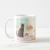 Cute Black Cat at Tea Party Mug Kaffeetasse (Links)