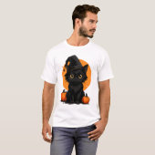 Cute Black Cat Cartoon T-Shirt | Funny Gift for Ca (Vorne ganz)