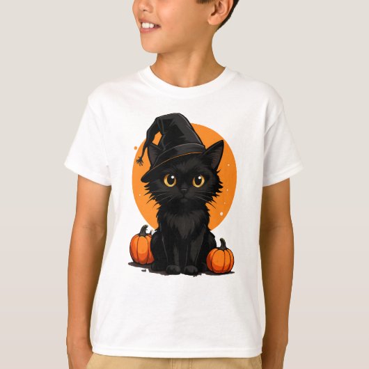 Cute Black Cat Cartoon T-Shirt | Funny Gift for Ca (Vorderseite)