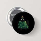 Cute Black Cat Christmas Tree Funny Kitten Lover X Button (Vorne & Hinten)