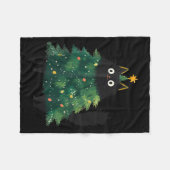 Cute Black Cat Christmas Tree Funny Kitten Lover X Fleecedecke (Vorderseite (Horizontal))